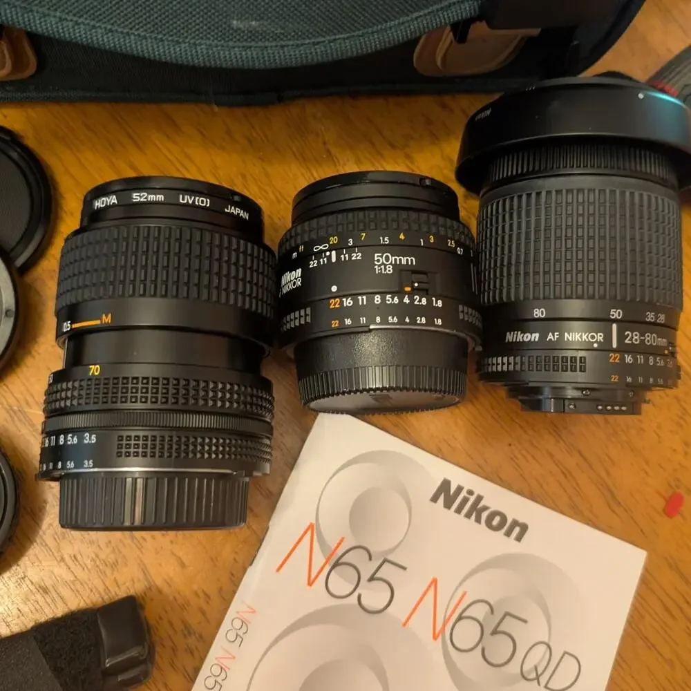 Nikon N65 35mm Film Camer, Lens, Case. Strap